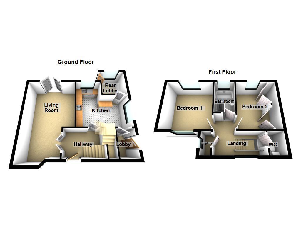 Floorplan of 2 bedroom End Terrace House for sale, Woodleigh View, Newcastle upon Tyne, Tyne and Wear, NE3