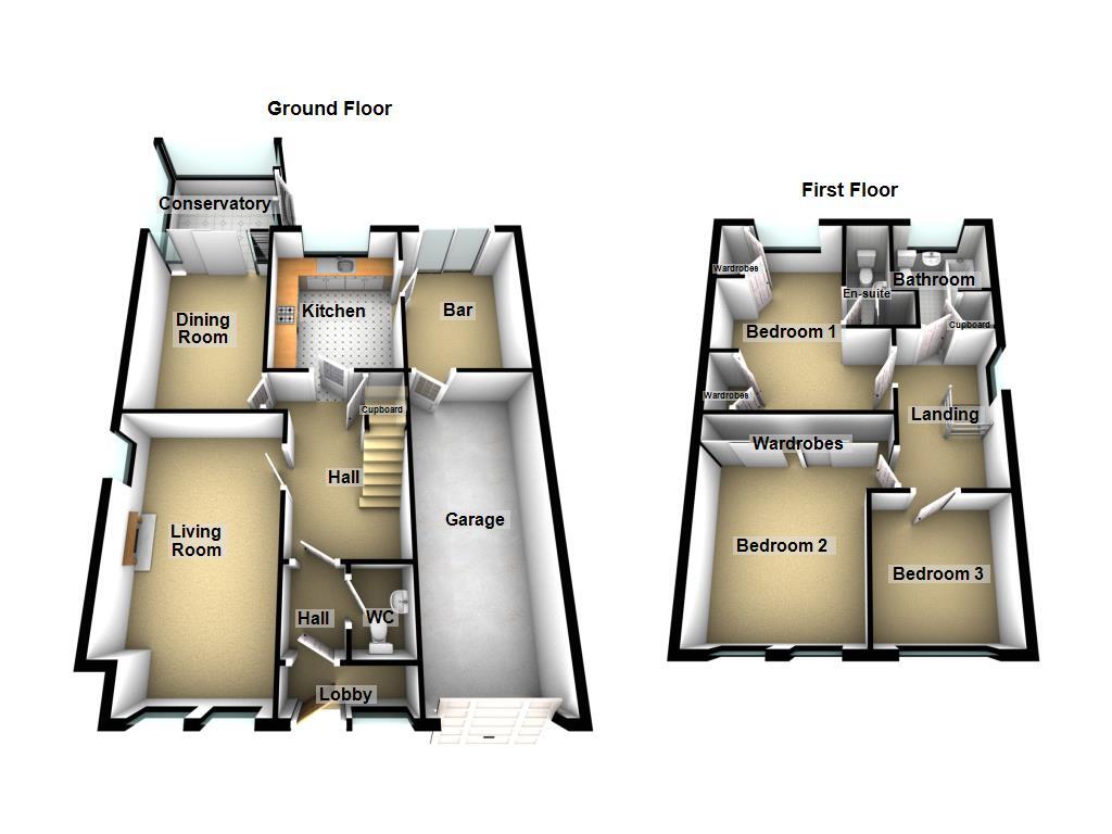 Floorplan of 3 bedroom Detached House for sale, Rushbury Court, Backworth, Tyne and Wear, NE27
