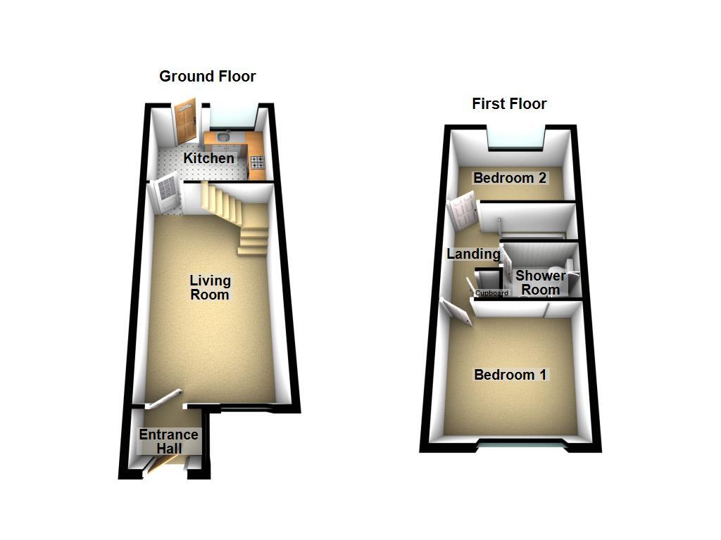 Floorplan of 2 bedroom Mid Terrace House for sale, Cranwell Court, Newcastle upon Tyne, Tyne and Wear, NE3
