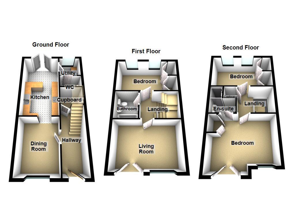 Floorplan of 3 bedroom  House for sale, Knightsbridge Court, Gosforth, Newcastle Upon Tyne, NE3