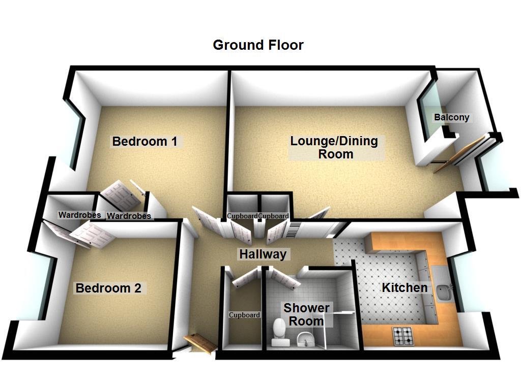 Floorplan of 2 bedroom  Flat for sale, Thornhill Road, Newcastle upon Tyne, Tyne and Wear, NE12