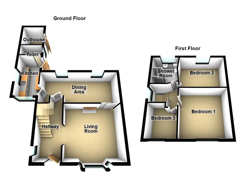 Floorplan of 3 bedroom End Terrace House for sale, Arlington Avenue, Newcastle upon Tyne, Tyne and Wear, NE3