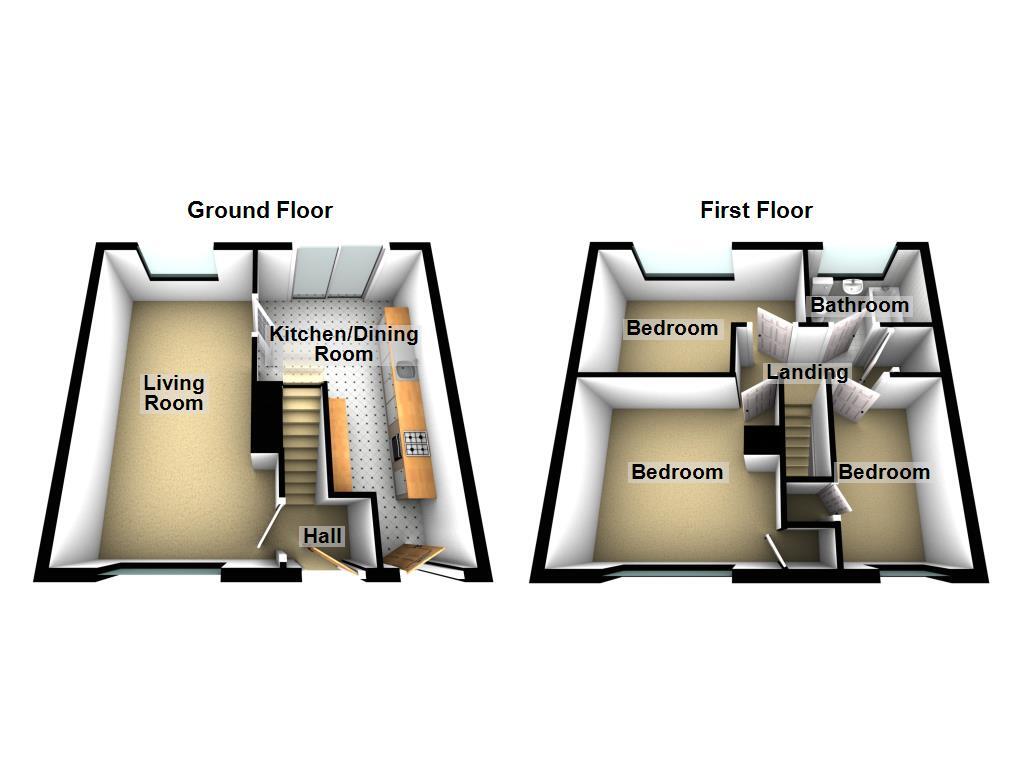 Floorplan of 3 bedroom Mid Terrace House to rent, Ferrisdale Way, Newcastle upon Tyne, Tyne and Wear, NE3