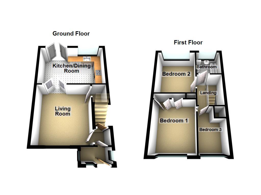 Floorplan of 3 bedroom End Terrace House for sale, Laleham Court, Newcastle upon Tyne, Tyne and Wear, NE3