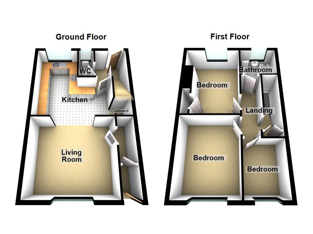 Floorplan of 3 bedroom Mid Terrace House for sale, Angerton Terrace, Dudley, Tyne and Wear, NE23