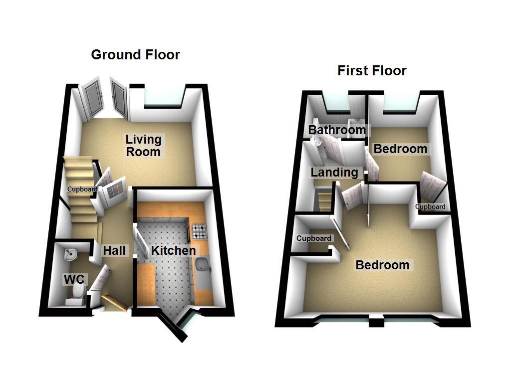 Floorplan of 2 bedroom Mid Terrace House for sale, Chesters Avenue, Newcastle upon Tyne, Tyne and Wear, NE12