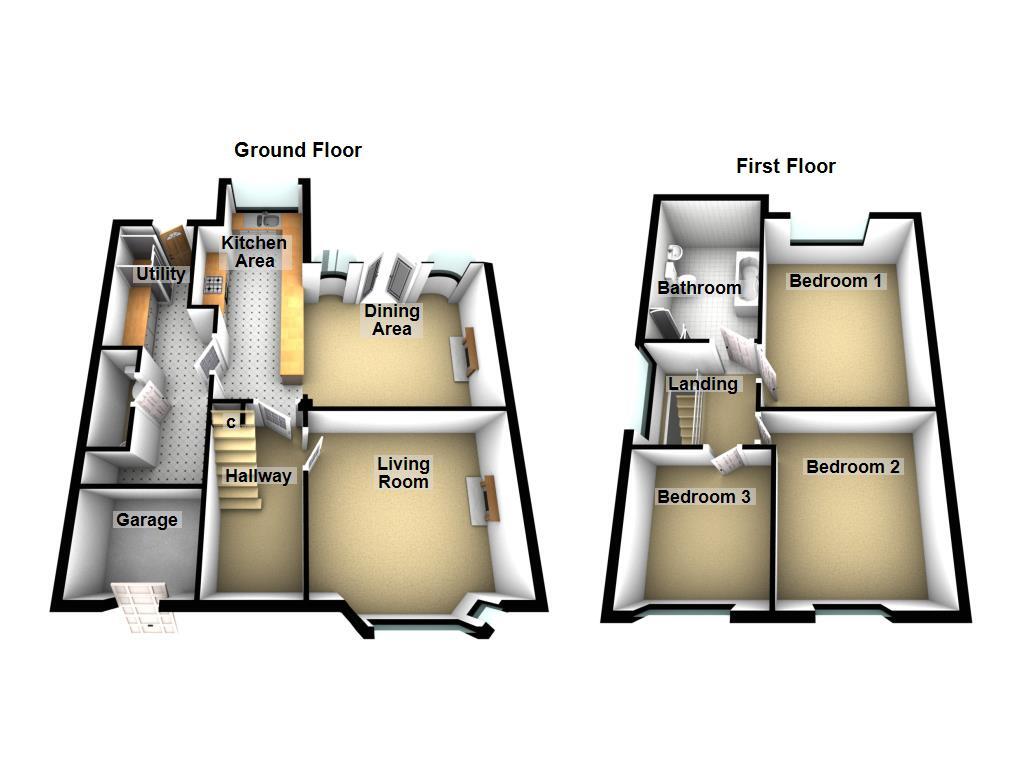 Floorplan of 3 bedroom Semi Detached House for sale, The Villas, North Gosforth, Tyne and Wear, NE13