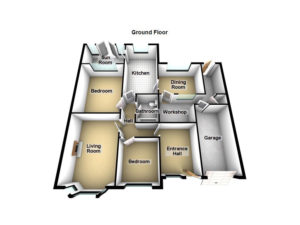 Floorplan of 2 bedroom Semi Detached Bungalow for sale, Blanchland Avenue, Wideopen, Tyne and Wear, NE13