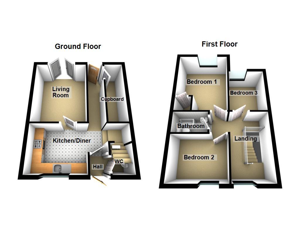 Floorplan of 3 bedroom Mid Terrace House for sale, Links Green Walk, Newcastle upon Tyne, Tyne and Wear, NE3
