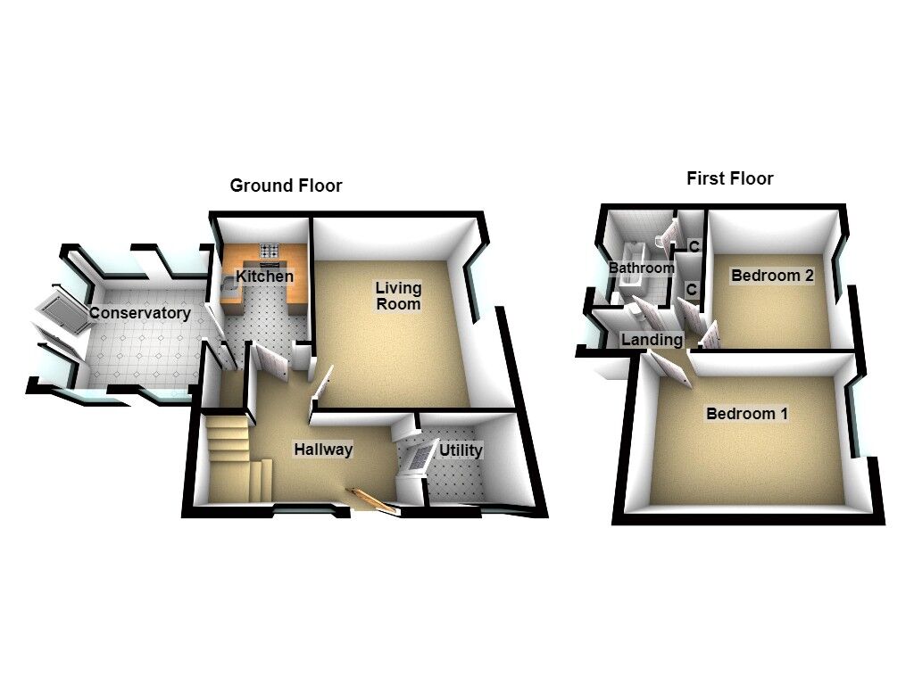 Floorplan of 2 bedroom End Terrace House for sale, Beal Way, Newcastle upon Tyne, Tyne and Wear, NE3