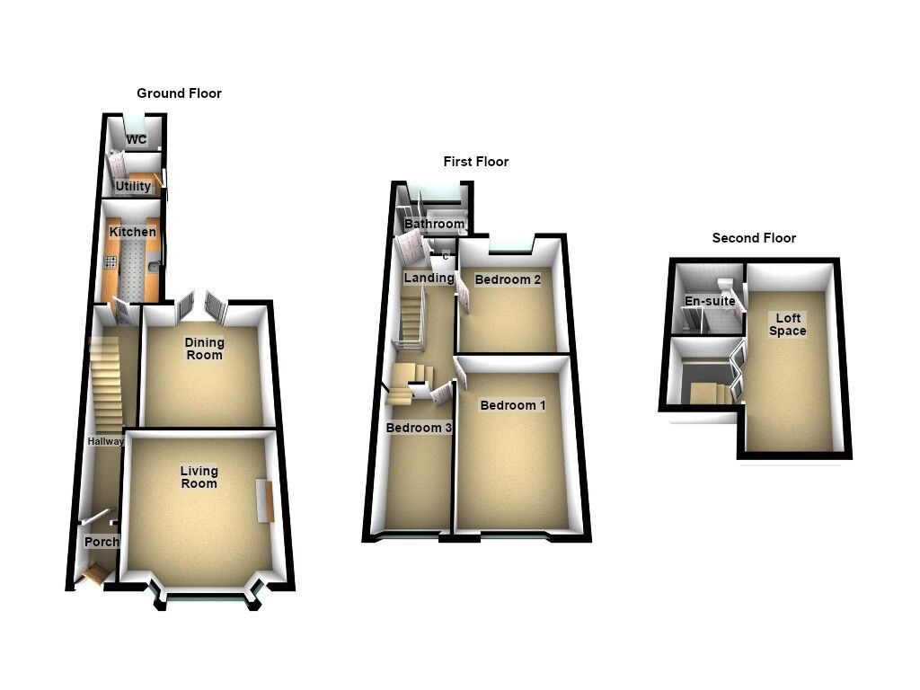 Floorplan of 3 bedroom Mid Terrace House for sale, Lilac Road, Tyne and Wear, NE6