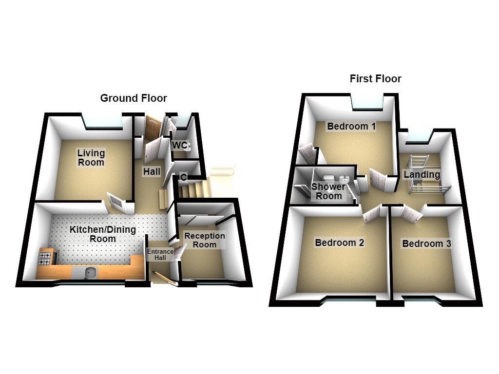 Floorplan of 3 bedroom Mid Terrace House for sale, Links Green, Newcastle upon Tyne, Tyne and Wear, NE3