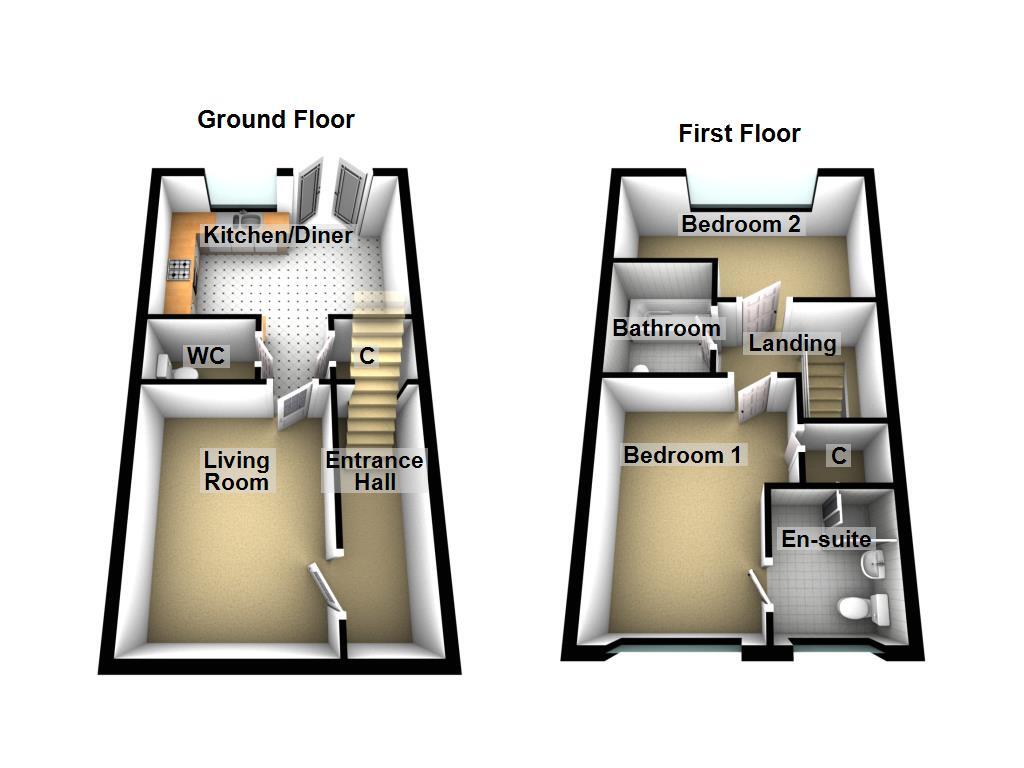 Floorplan of 2 bedroom Semi Detached House for sale, Dataller Drive, Hazlerigg, Tyne and Wear, NE13