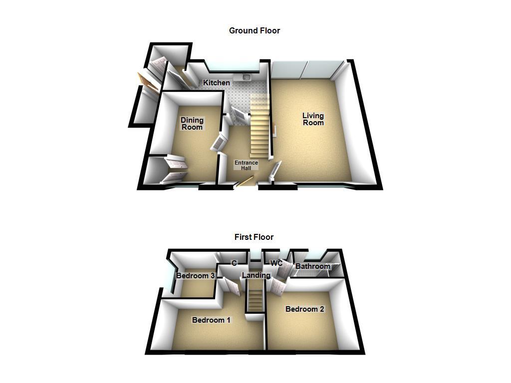 Floorplan of 3 bedroom Semi Detached House for sale, Kirkwood Drive, Newcastle upon Tyne, Tyne and Wear, NE3