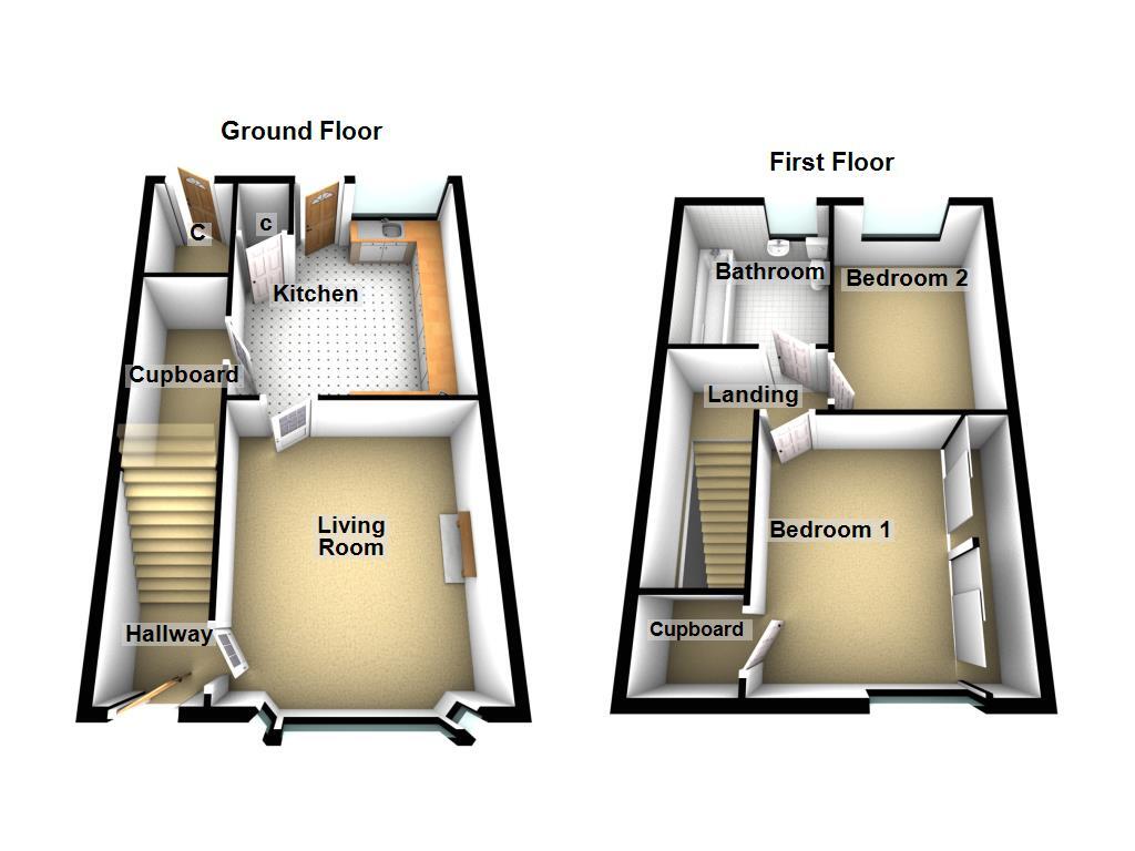 Floorplan of 2 bedroom Mid Terrace House for sale, Hedley Terrace, Newcastle upon Tyne, Tyne and Wear, NE3