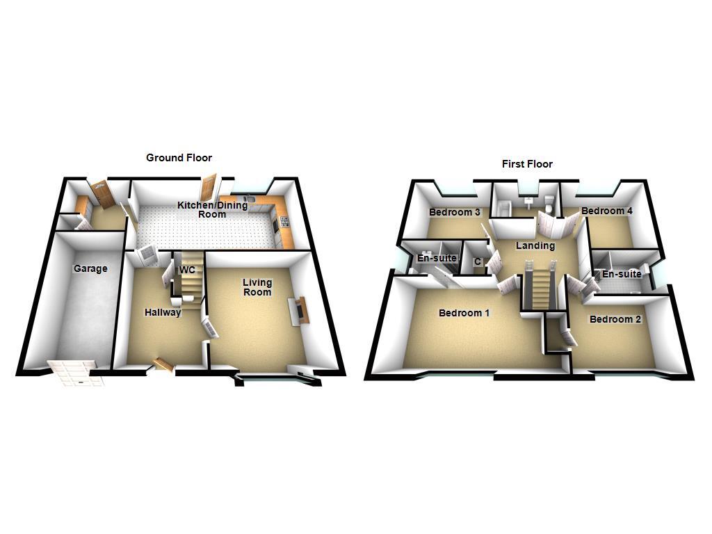 Floorplan of 4 bedroom Detached House for sale, Collier Gardens, Hazlerigg, Tyne and Wear, NE13