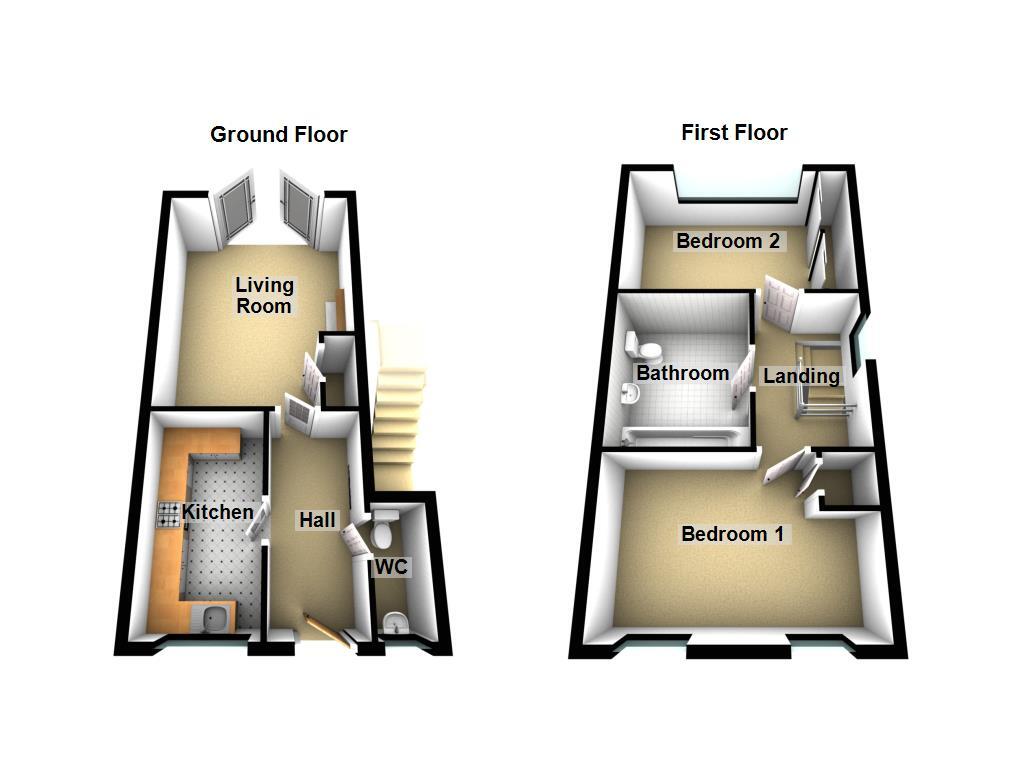 Floorplan of 2 bedroom Detached House for sale, Collier Gardens, Hazlerigg, Tyne and Wear, NE13