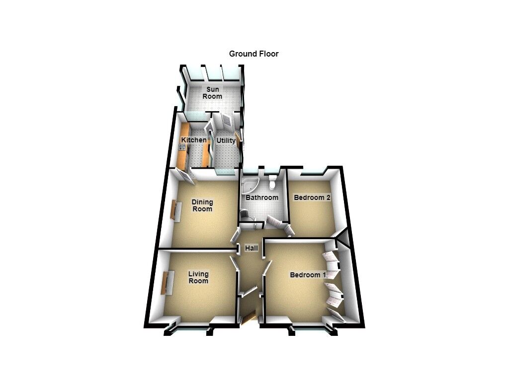 Floorplan of 2 bedroom Semi Detached Bungalow for sale, Fern Avenue, Fawdon, Tyne and Wear, NE3