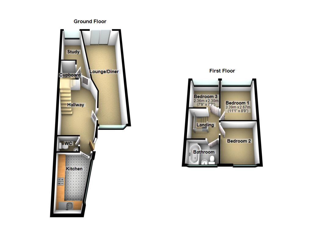 Floorplan of 3 bedroom Mid Terrace House for sale, Studdon Walk, Newcastle upon Tyne, Tyne and Wear, NE3