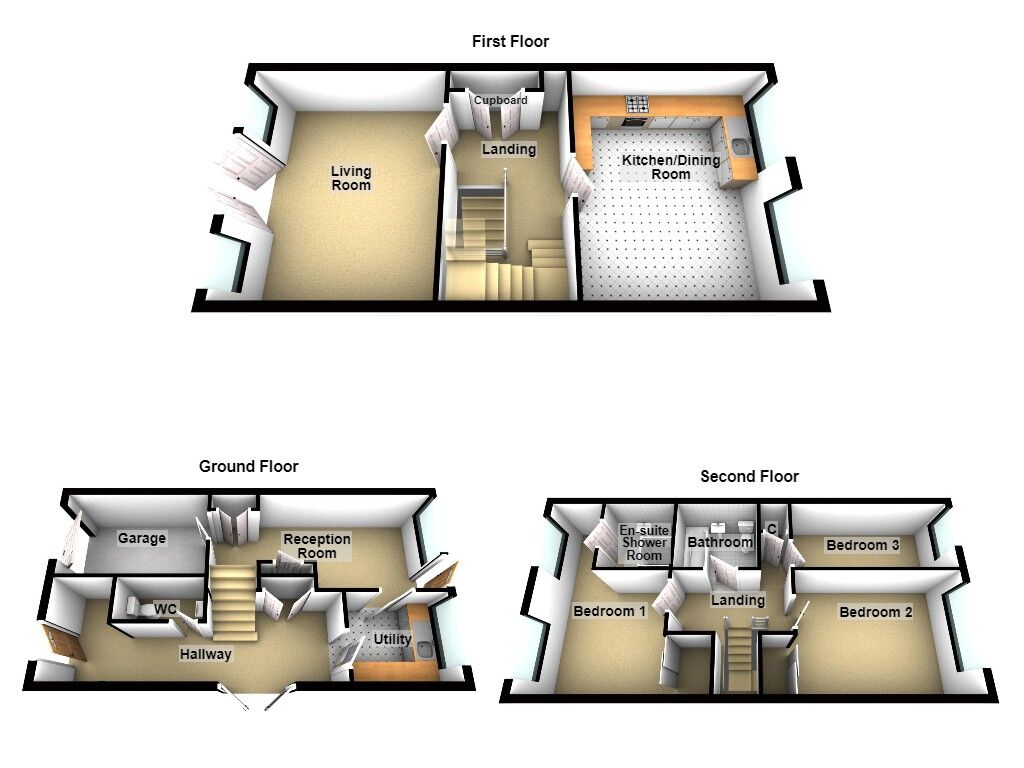 Floorplan of 3 bedroom End Terrace House for sale, Fairway Close, Newcastle upon Tyne, Tyne and Wear, NE3