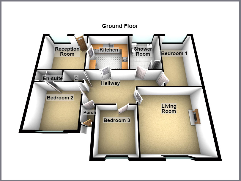 Floorplan of 3 bedroom Semi Detached Bungalow for sale, Renwick Avenue, Newcastle upon Tyne, Tyne and Wear, NE3