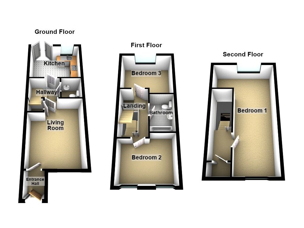 Floorplan of 3 bedroom Mid Terrace House for sale, Poppy Place, Newcastle upon Tyne, Tyne and Wear, NE13