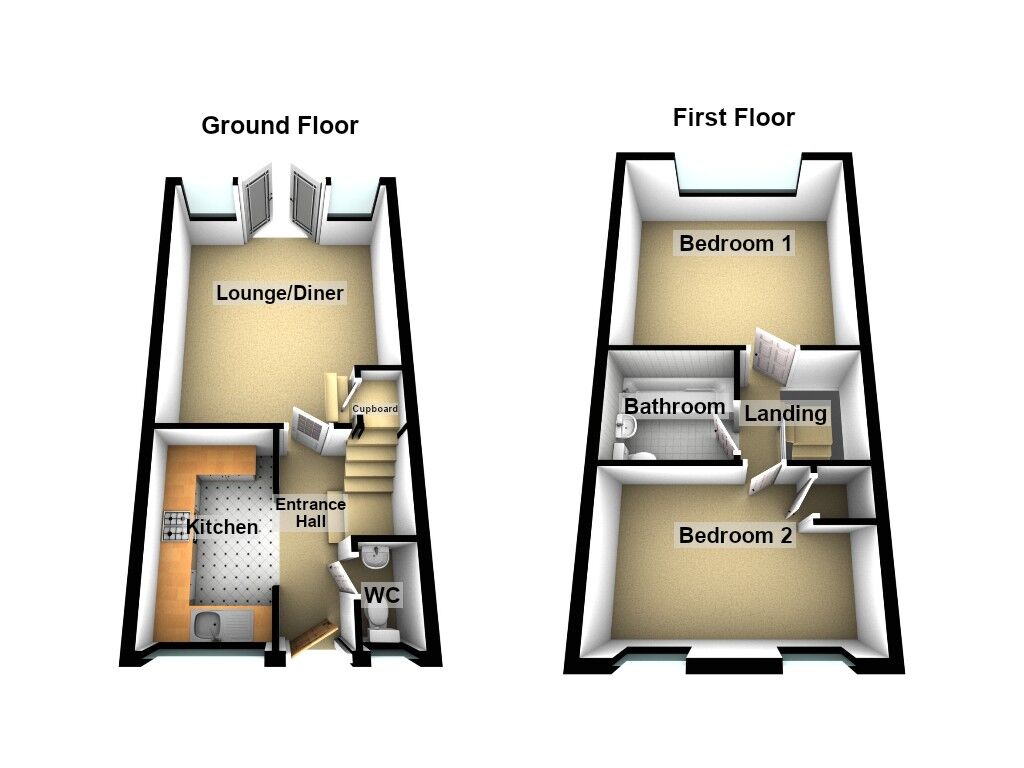Floorplan of 2 bedroom Mid Terrace House for sale, Crane Street, Kenton Bank Foot, Tyne and Wear, NE13