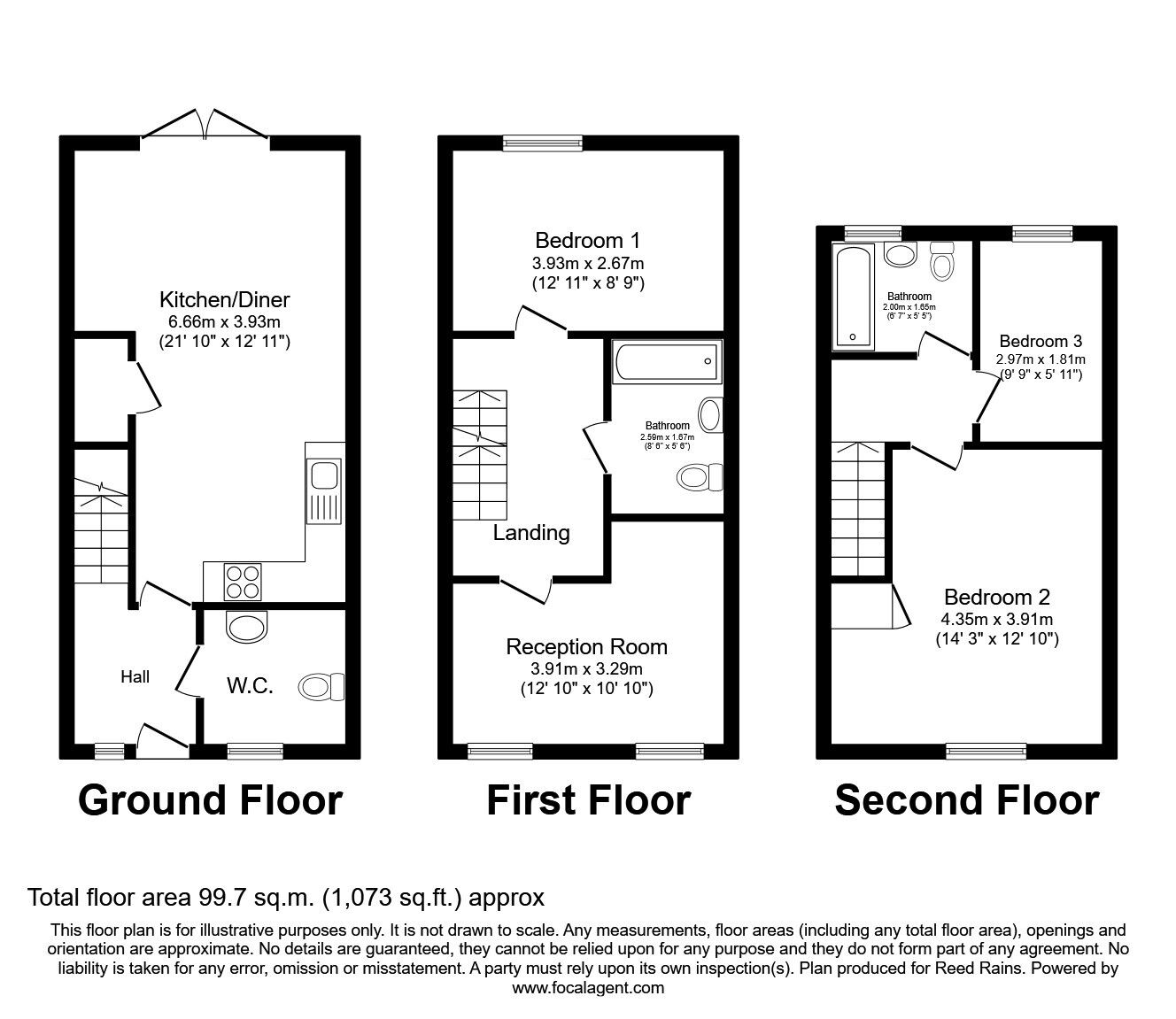 Floorplan of 3 bedroom End Terrace House for sale, Robert Pearson Mews, Grimsby, Lincolnshire, DN32