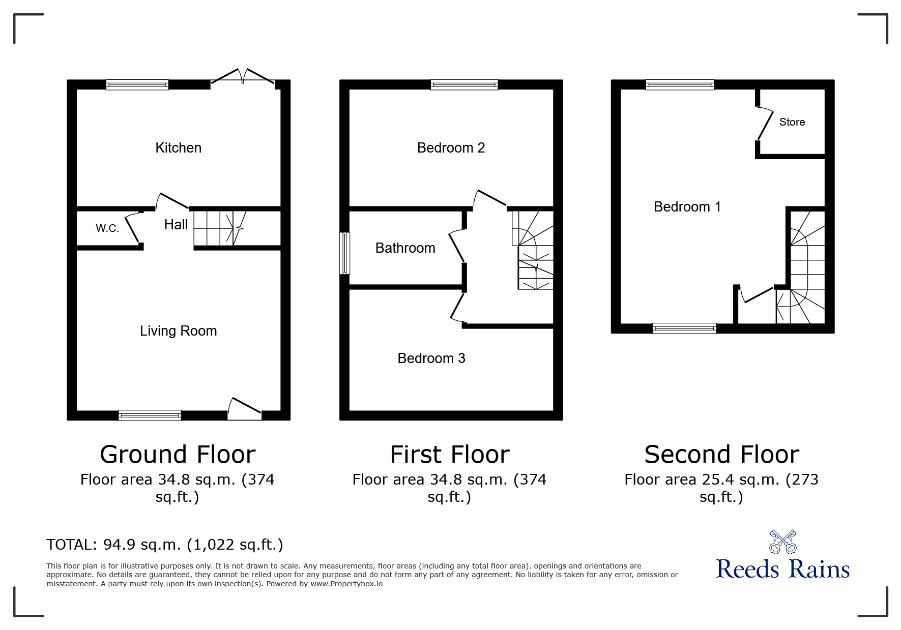 Floorplan of 3 bedroom End Terrace House for sale, Links Drive, Humberston, Lincolnshire, DN36