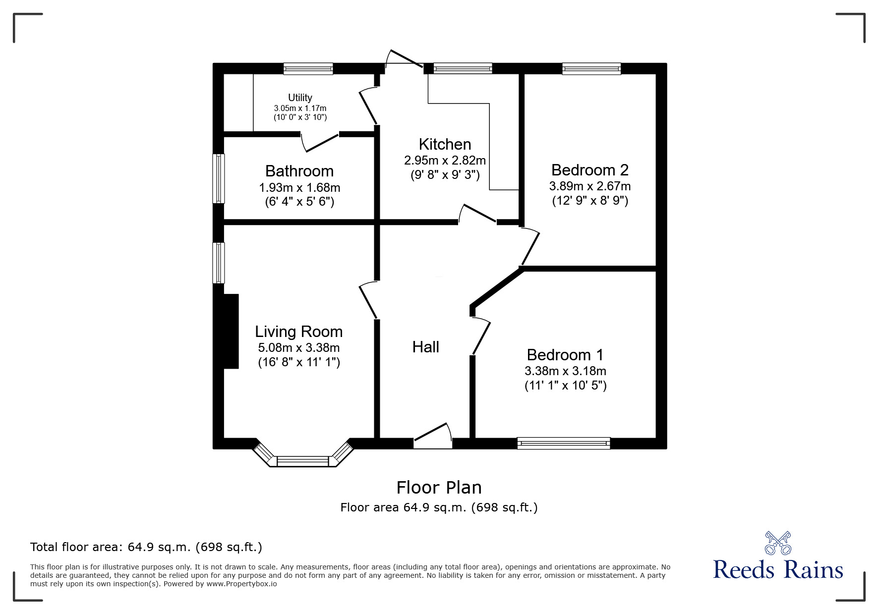 Floorplan of 2 bedroom Semi Detached Bungalow for sale, Croxby Avenue, Grimsby, Lincolnshire, DN33