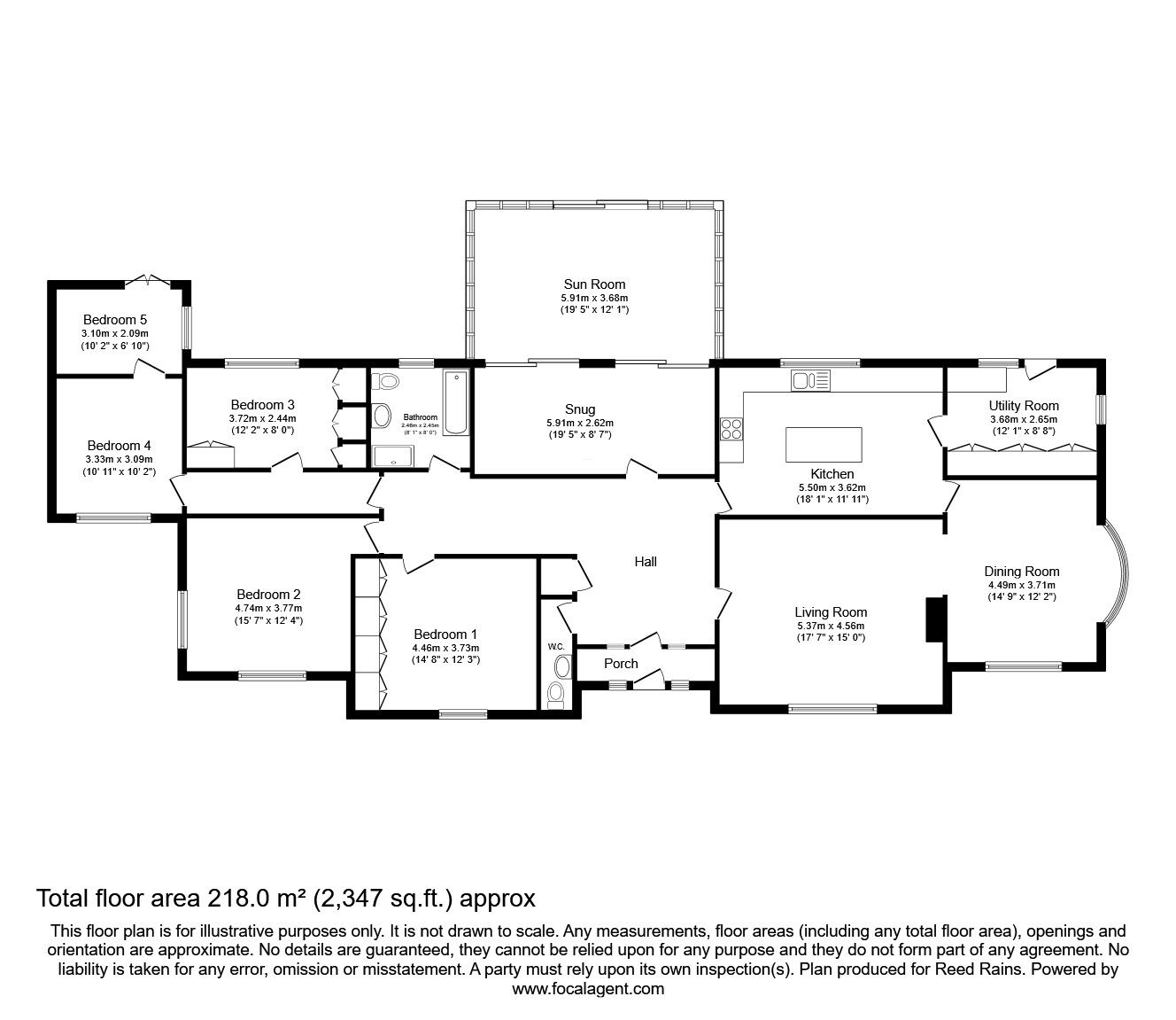 Floorplan of 4 bedroom Detached Bungalow for sale, Cooper Lane, Laceby, Lincolnshire, DN37
