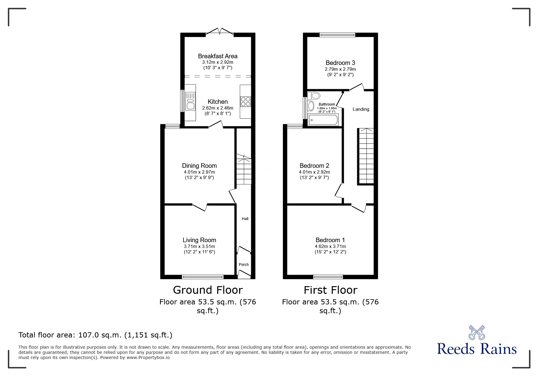 Floorplan of 3 bedroom Mid Terrace House for sale, Wellington Street, Grimsby, Lincolnshire, DN32