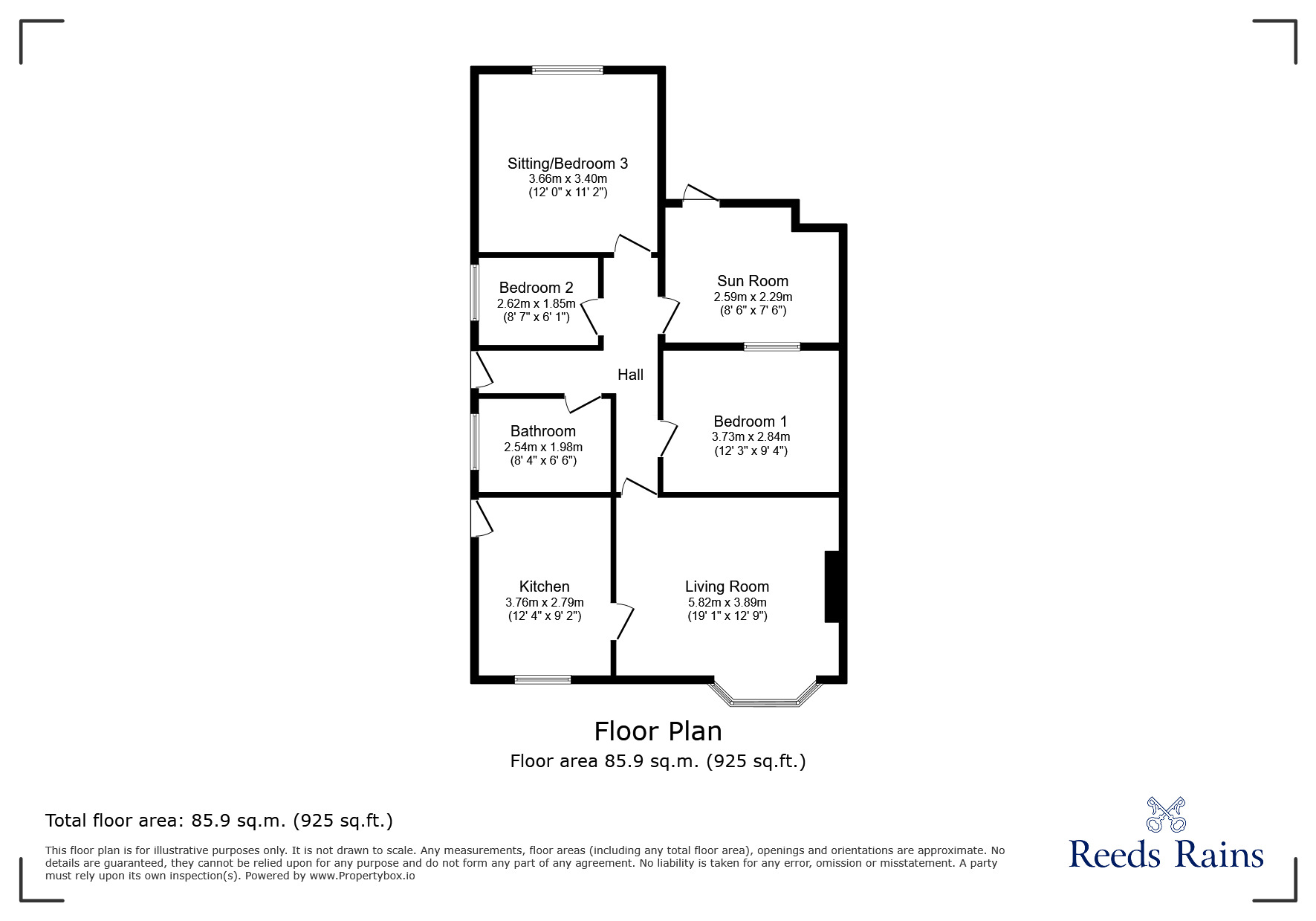 Floorplan of 2 bedroom Semi Detached Bungalow for sale, Winchester Avenue, Grimsby, Lincolnshire, DN33