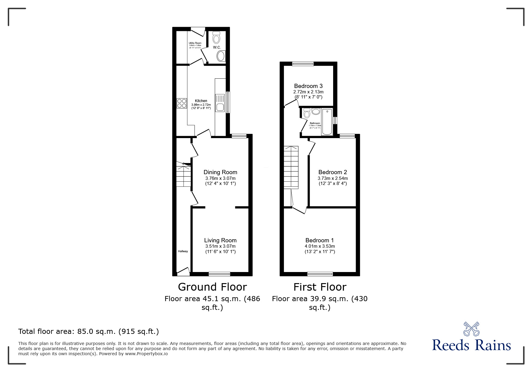 Floorplan of 3 bedroom Mid Terrace House for sale, Cooper Road, Grimsby, Lincolnshire, DN32