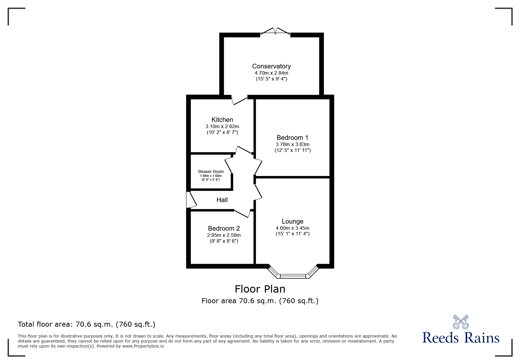Floorplan of 2 bedroom Semi Detached Bungalow for sale, Halton Way, Grimsby, Lincolnshire, DN34