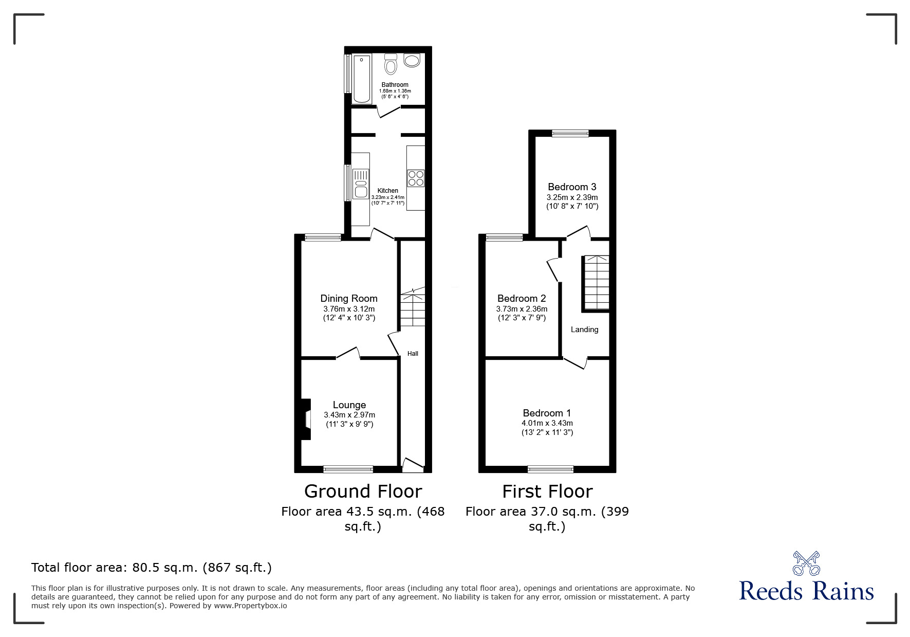 Floorplan of 3 bedroom Mid Terrace House to rent, Neville Street, Cleethorpes, Lincolnshire, DN35
