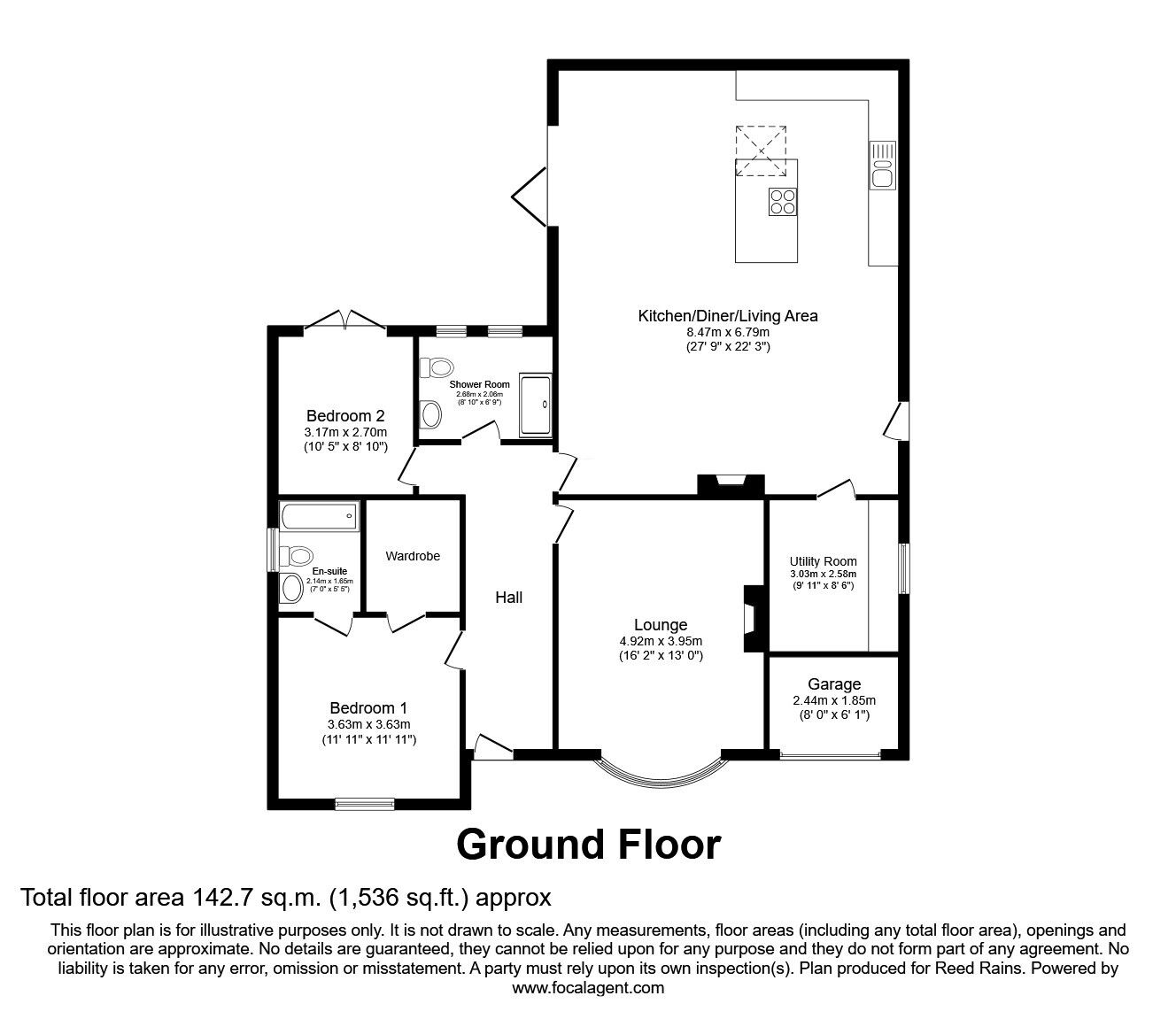 Floorplan of 2 bedroom Detached Bungalow for sale, Westwood Road, Healing, Lincolnshire, DN41