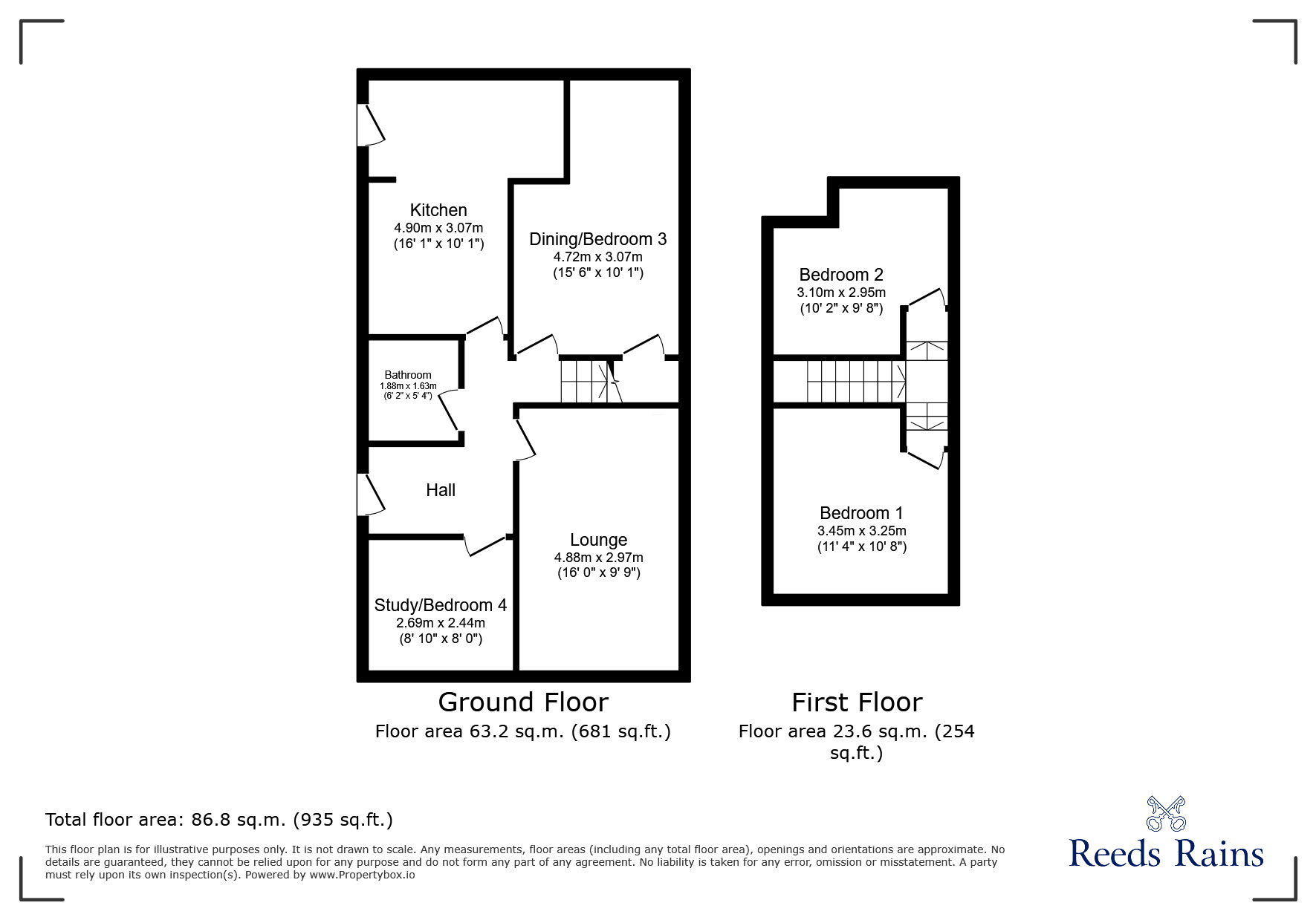 Floorplan of 3 bedroom Semi Detached Bungalow for sale, Kiddier Avenue, Grimsby, Lincolnshire, DN33