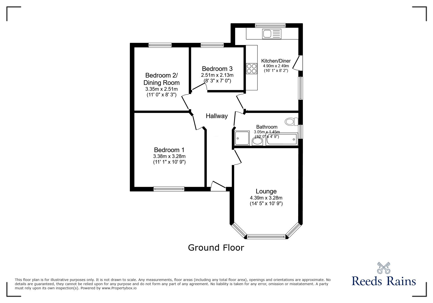 Floorplan of 2 bedroom Semi Detached Bungalow for sale, Fannystone Road, South Humberside, DN34
