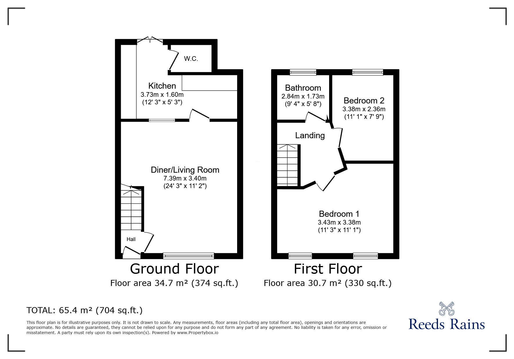 Floorplan of 2 bedroom Mid Terrace House to rent, Cleveland Gardens, Grimsby, Lincolnshire, DN31