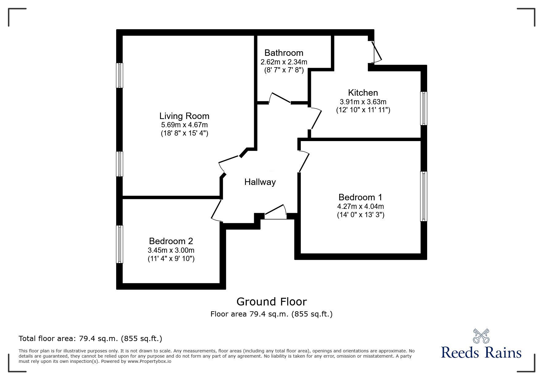 Floorplan of 2 bedroom  Flat for sale, Pelham Road, Grimsby, Lincolnshire, DN34