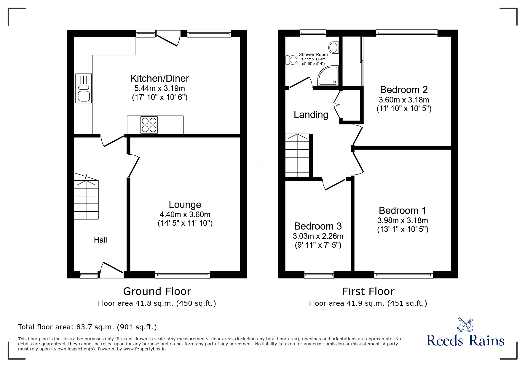 Floorplan of 3 bedroom Mid Terrace House for sale, Westerdale Way, Grimsby, Lincolnshire, DN37