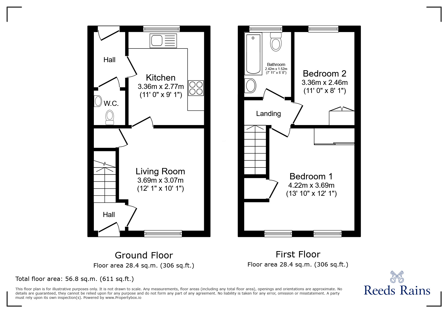 Floorplan of 2 bedroom End Terrace House for sale, Tealby Close, Immingham, Lincolnshire, DN40