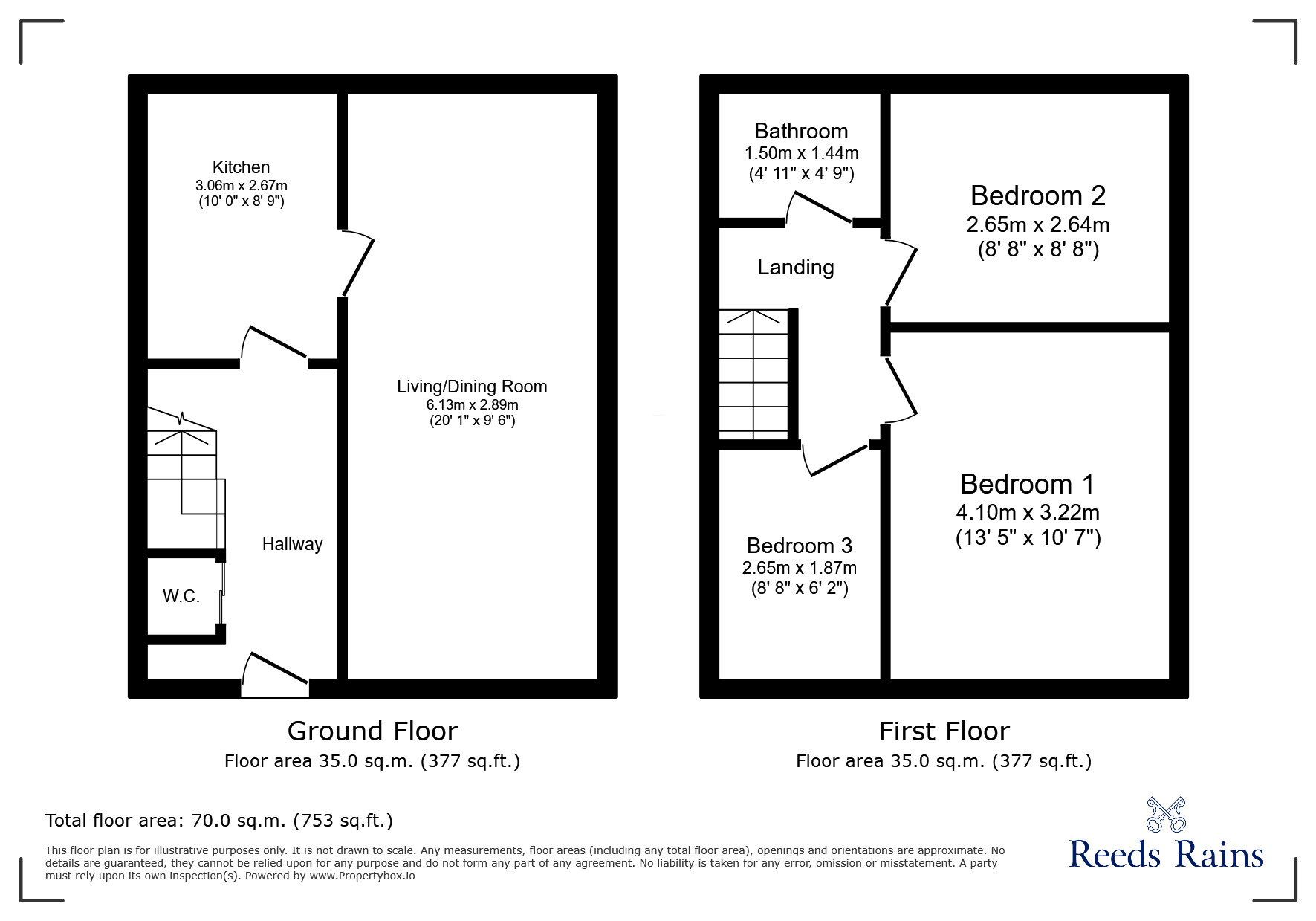 Floorplan of 3 bedroom End Terrace House to rent, Queensway, Grimsby, Lincolnshire, DN37