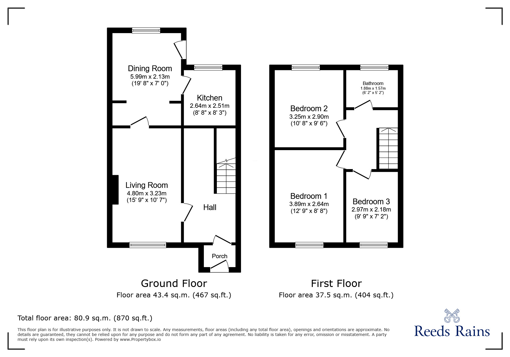 Floorplan of 3 bedroom Detached House for sale, Amesbury Avenue, Grimsby, Lincolnshire, DN33