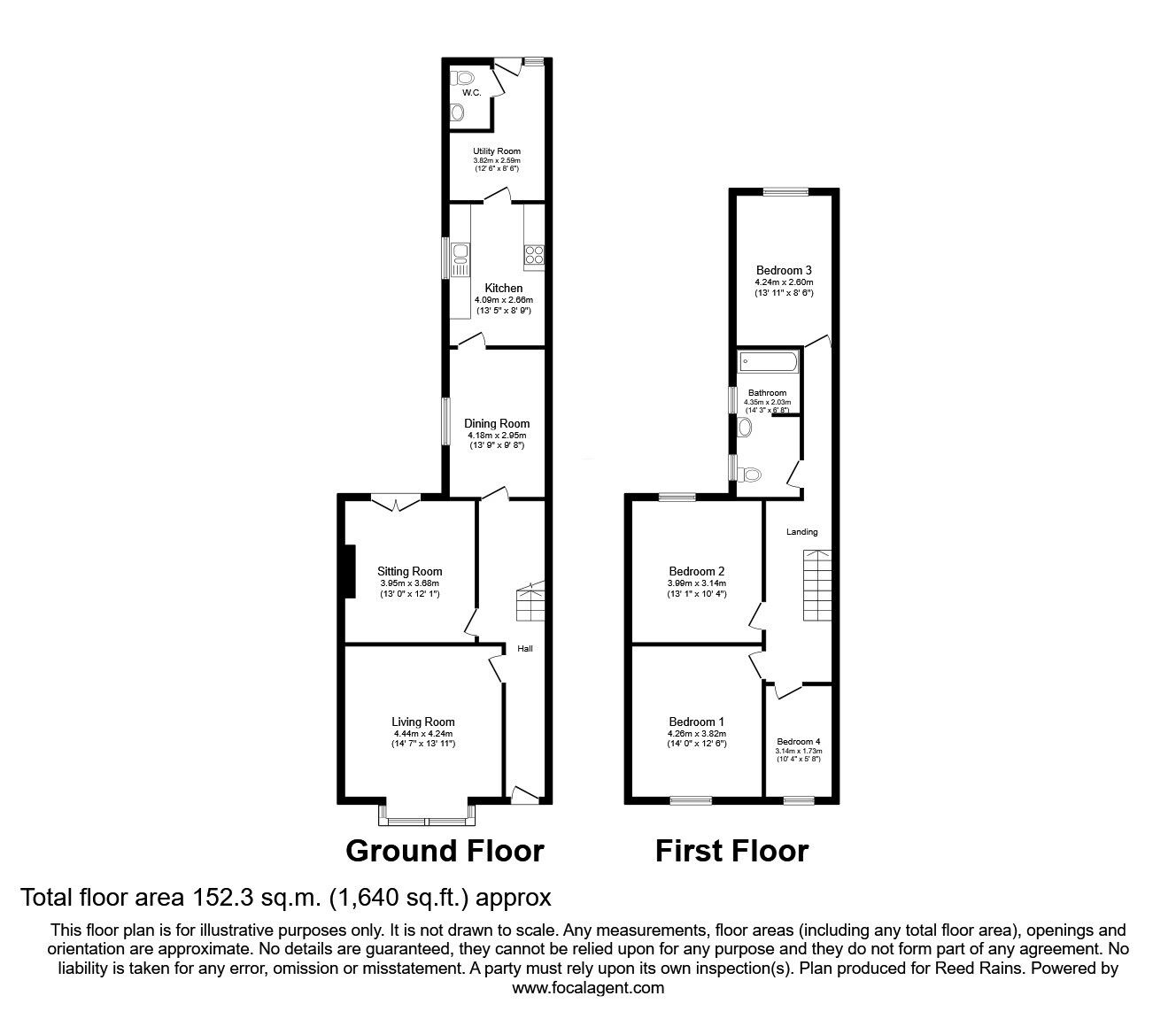 Floorplan of 4 bedroom End Terrace House for sale, Chantry Lane, Grimsby, Lincolnshire, DN31