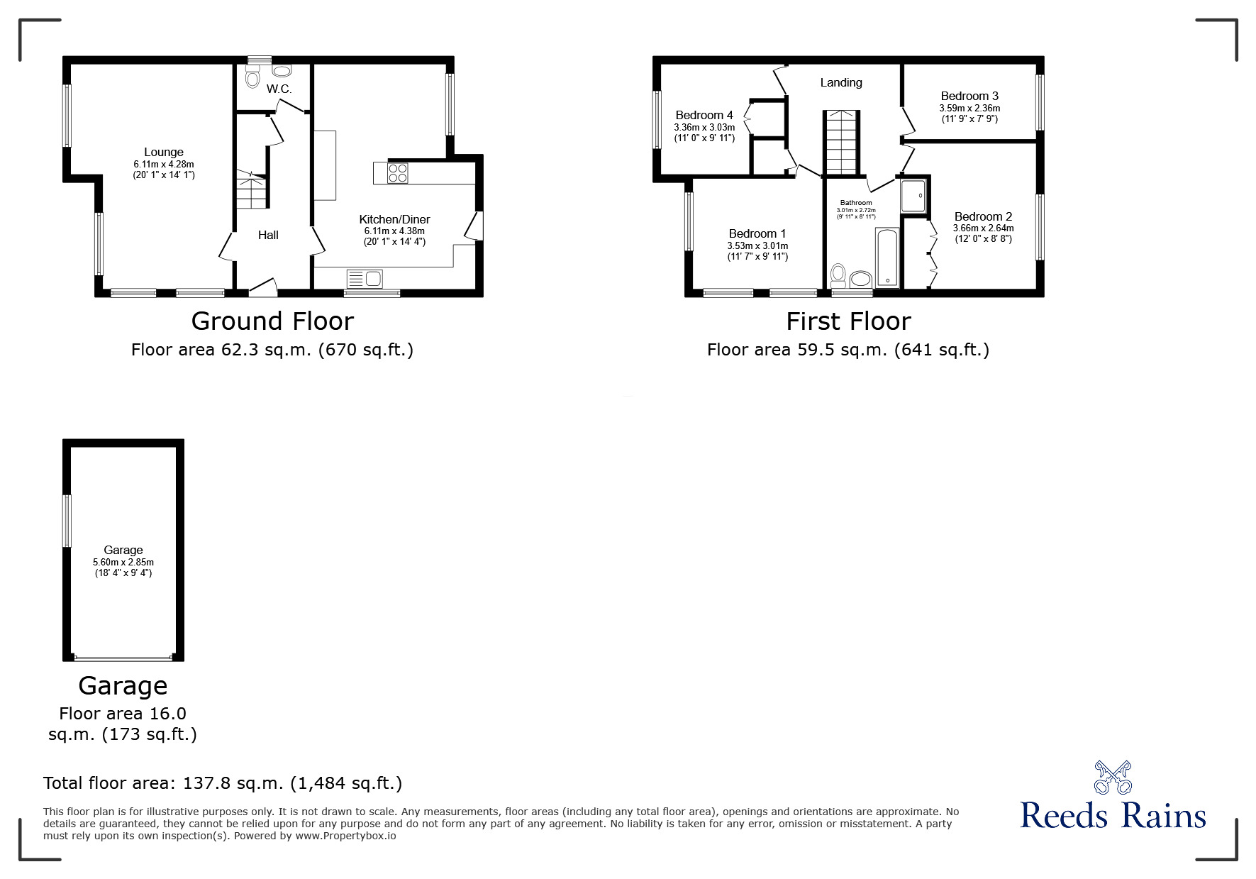 Floorplan of 4 bedroom Detached House for sale, Dunbar Avenue, New Waltham, Lincolnshire, DN36