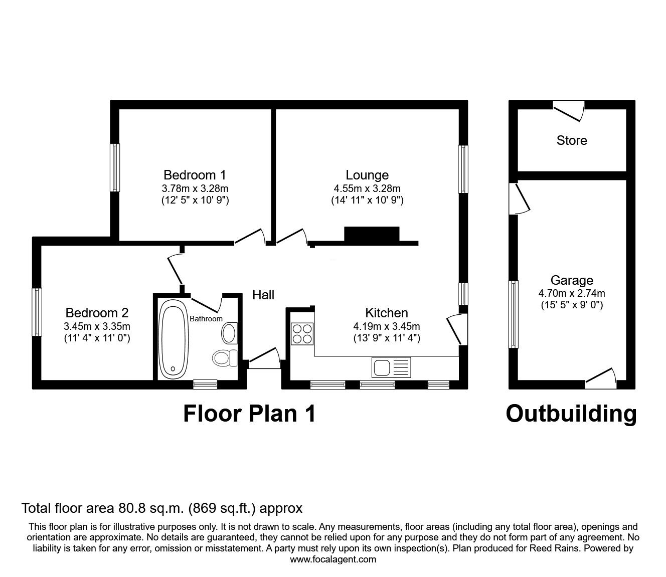 Floorplan of 2 bedroom Semi Detached Bungalow for sale, Kensington Place, Grimsby, Lincolnshire, DN33