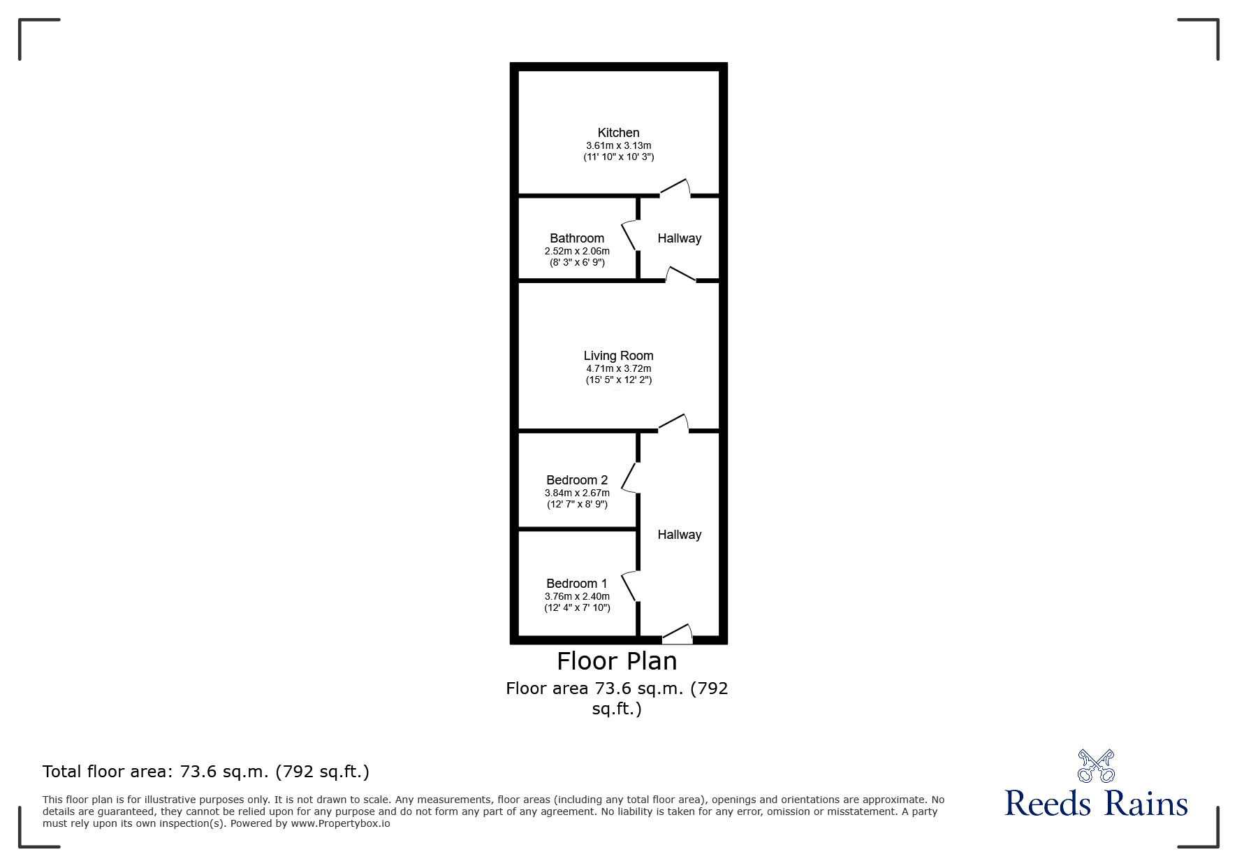 Floorplan of 2 bedroom Mid Terrace Flat to rent, Hainton Avenue, Grimsby, Lincolnshire, DN32