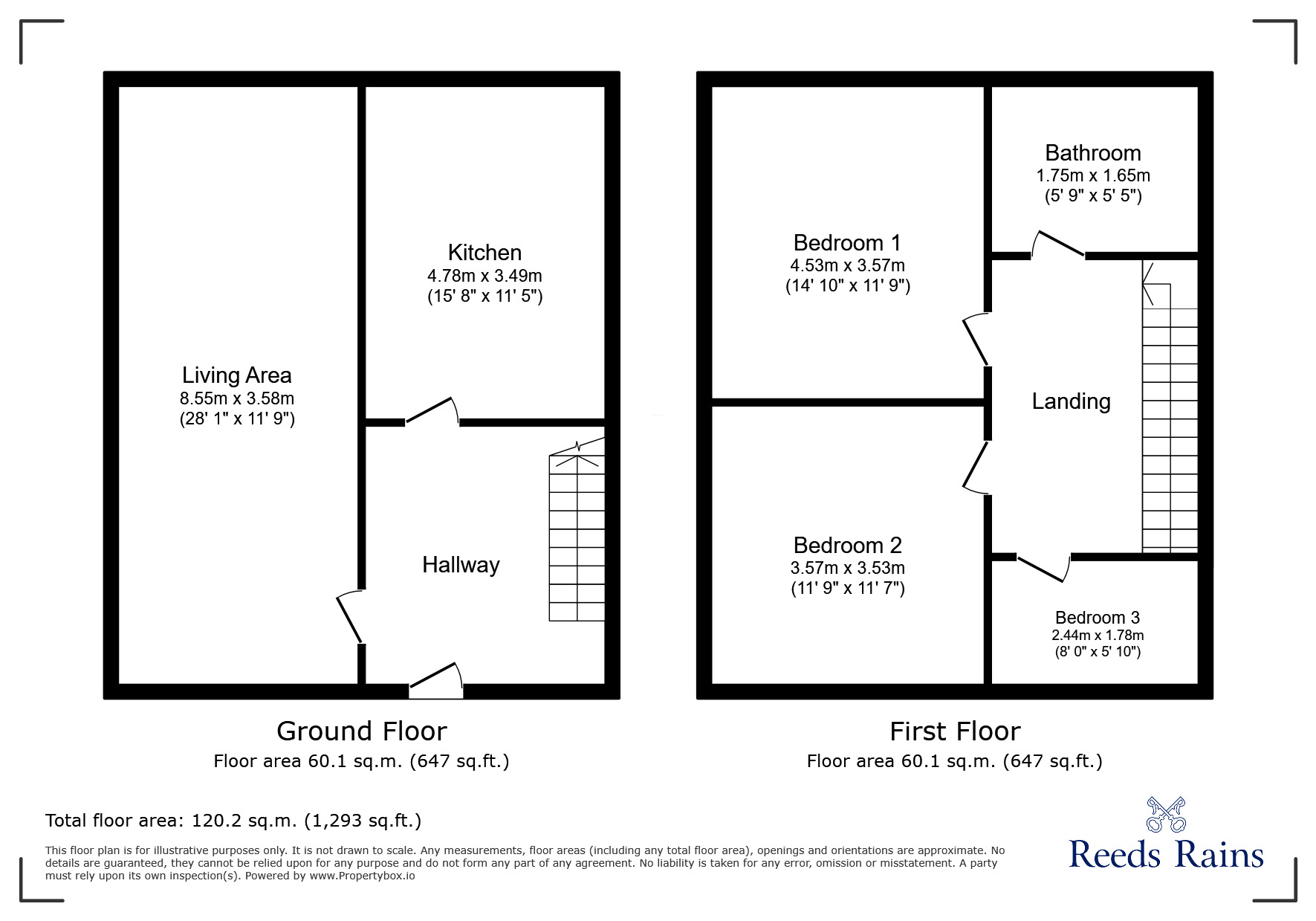 Floorplan of 3 bedroom End Terrace House to rent, Warwick Avenue, Grimsby, Lincolnshire, DN33
